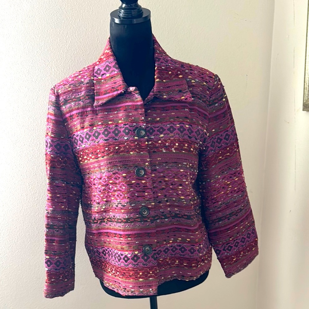 Coldwater Creek textured buttoned down blazer sport jacket Sz PM